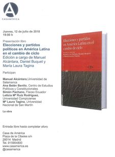 Presentación del libro "Elecciones y partidos políticos en América Latina en el cambio de ciclo"