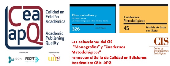 Dos colecciones editoriales del Centro de Investigaciones Sociológicas (CIS) renuevan el Sello de Calidad en Ediciones Académicas CEA- APQ