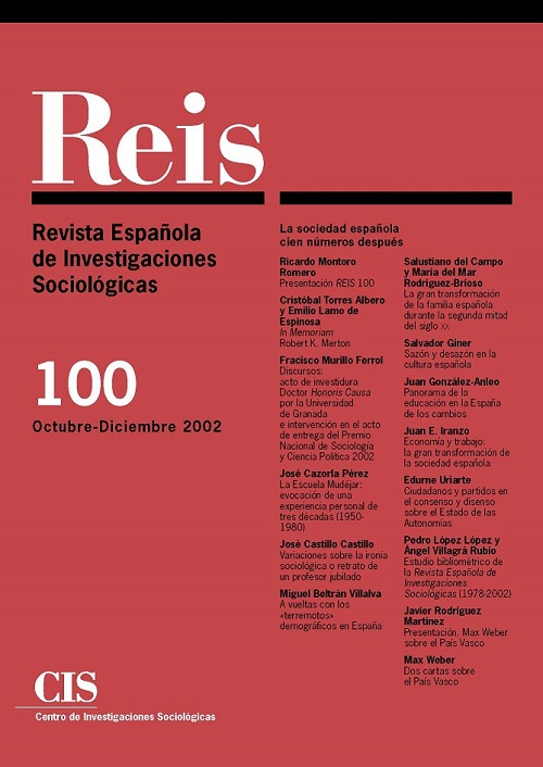 REIS. Revista Española de Investigaciones Sociológicas núm. 100