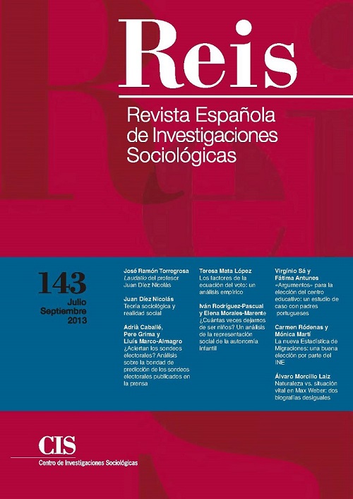 REIS. Revista Española de Investigación Sociológica. Núm. 143