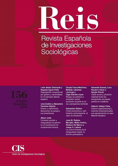 REIS. Revista Española de Investigaciones Sociológicas. núm. 156