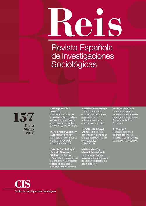 REIS. Revista Española de Investigaciones Sociológicas. núm. 157