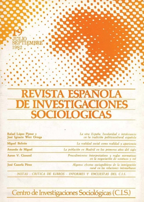 REIS. Revista Española de Investigaciones Sociológicas núm. 19