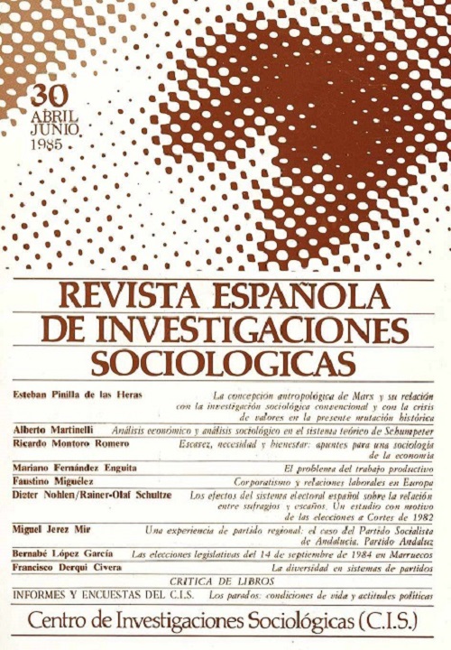 REIS. Revista Española de Investigaciones Sociológicas núm. 30