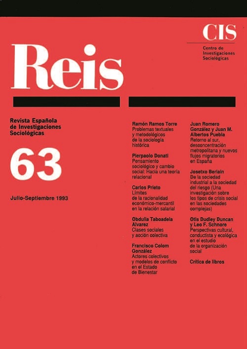 REIS. Revista Española de Investigaciones Sociológicas núm. 63