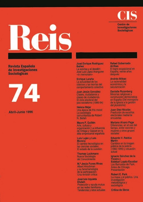 REIS. Revista Española de Investigaciones Sociológicas núm. 74