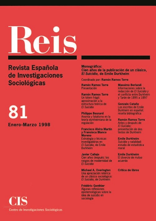 REIS. Revista Española de Investigaciones Sociológicas núm. 81