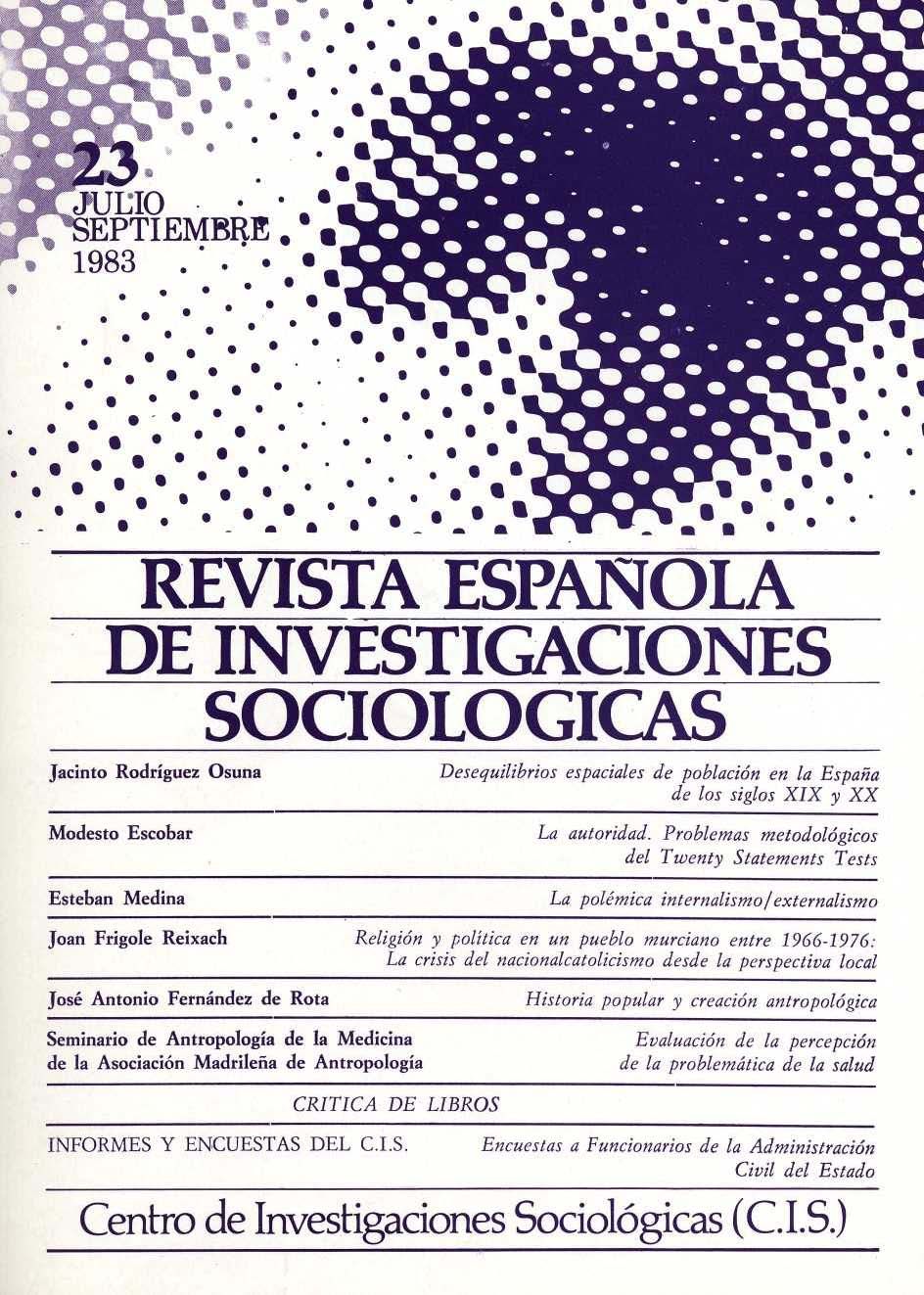 REIS. Revista Española de Investigaciones Sociológicas núm. 23